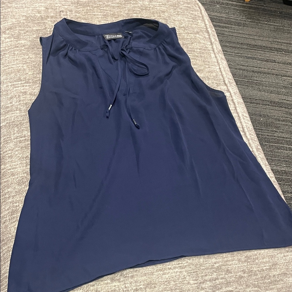 Ellen Tracy Navy Sleeveless Tie-Front Camisole